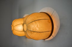 Pair of XL "Cocoon" wall lights in resin and pine, Italy, 1970
