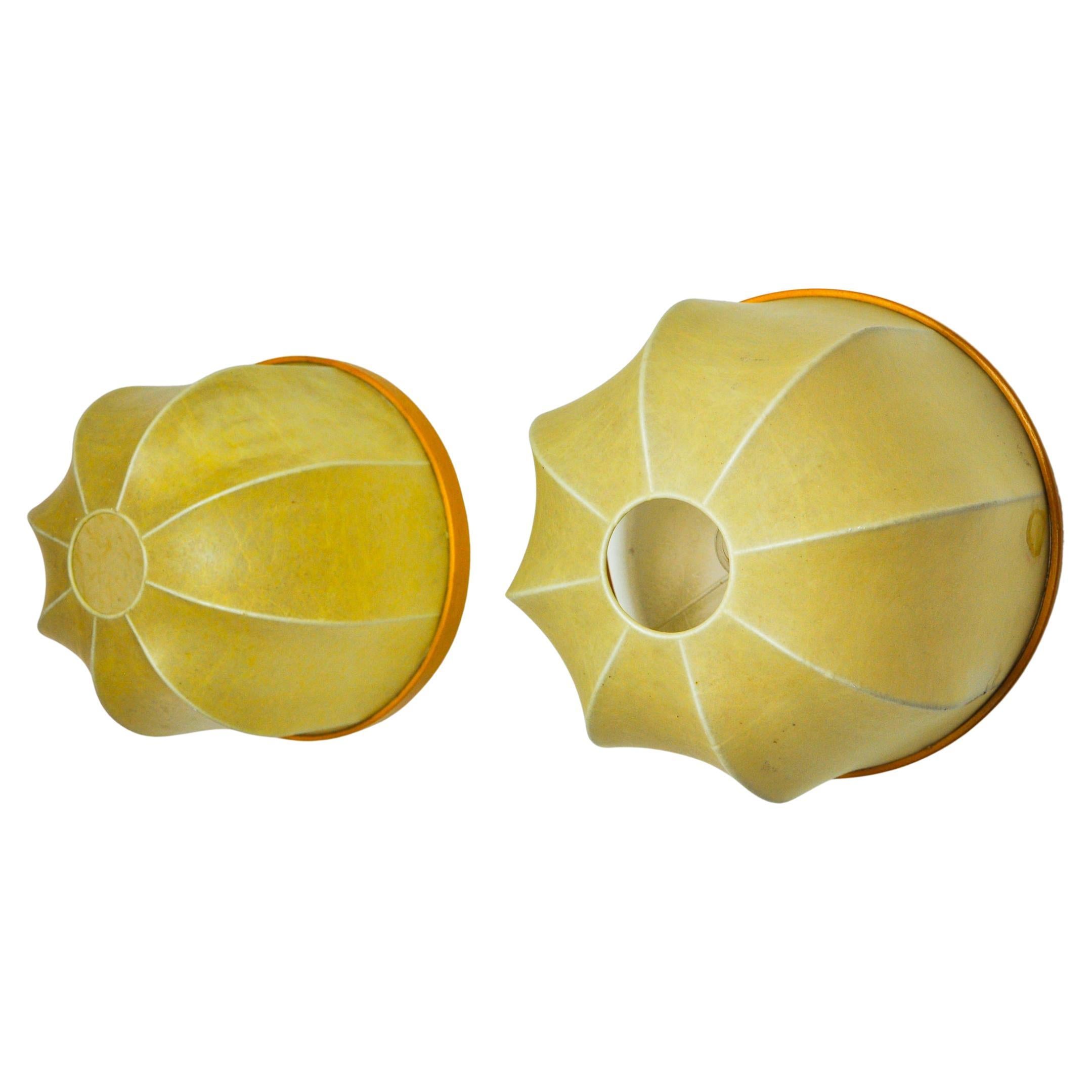 Pair of XL "Cocoon" wall lights in resin and pine, Italy, 1970 For Sale