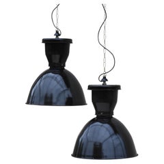 Pair of XL Industrial Pendant Lights 1950s France