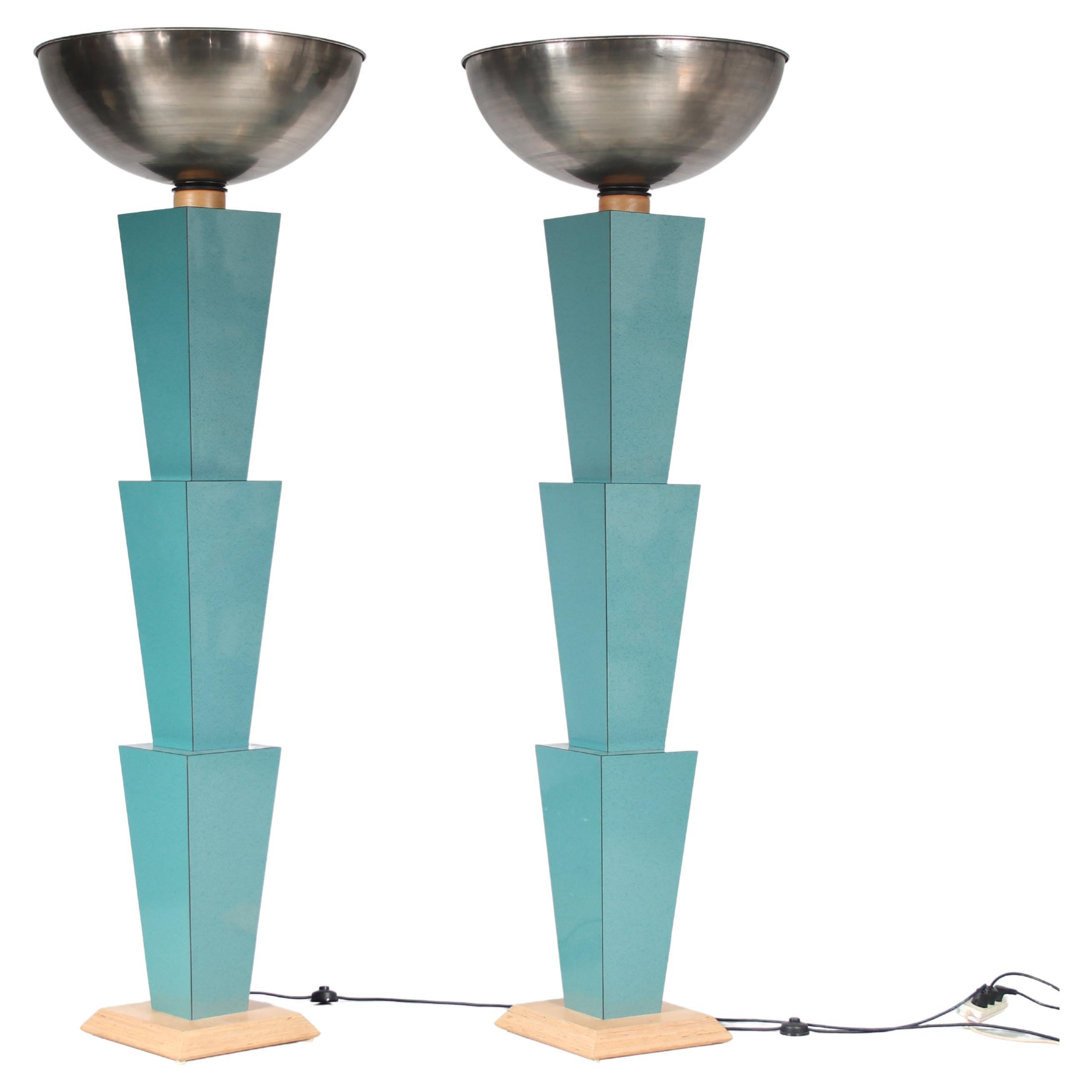 Pair of XL Memphis Style Floor Lamps, Italy, 1980