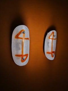 Pair of XL wall lights by Murano Mazzega in orange frosted glass Italy 1970