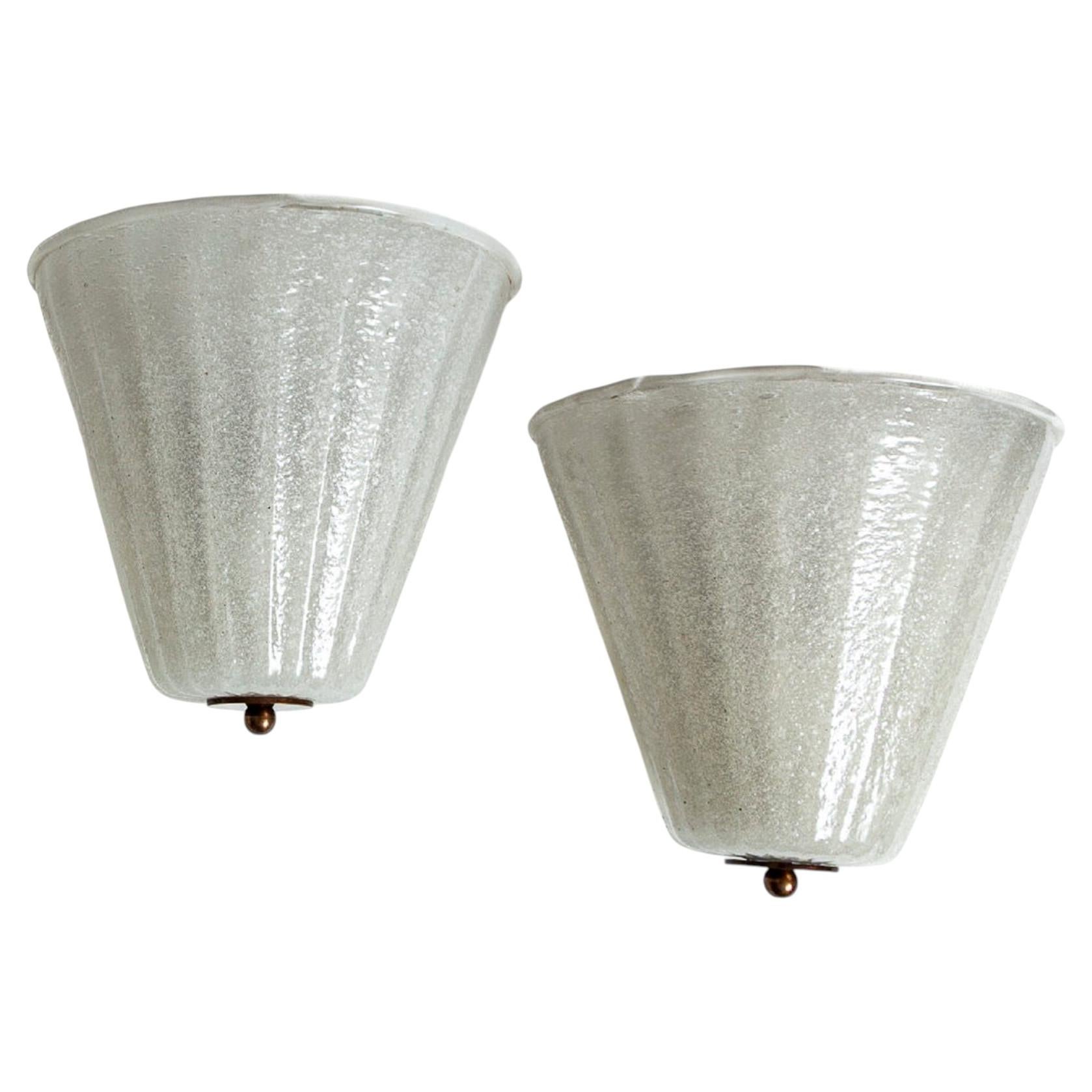 Pair Of XX Century Italian Art Deco Pulegoso Wall Lights, UL Certified