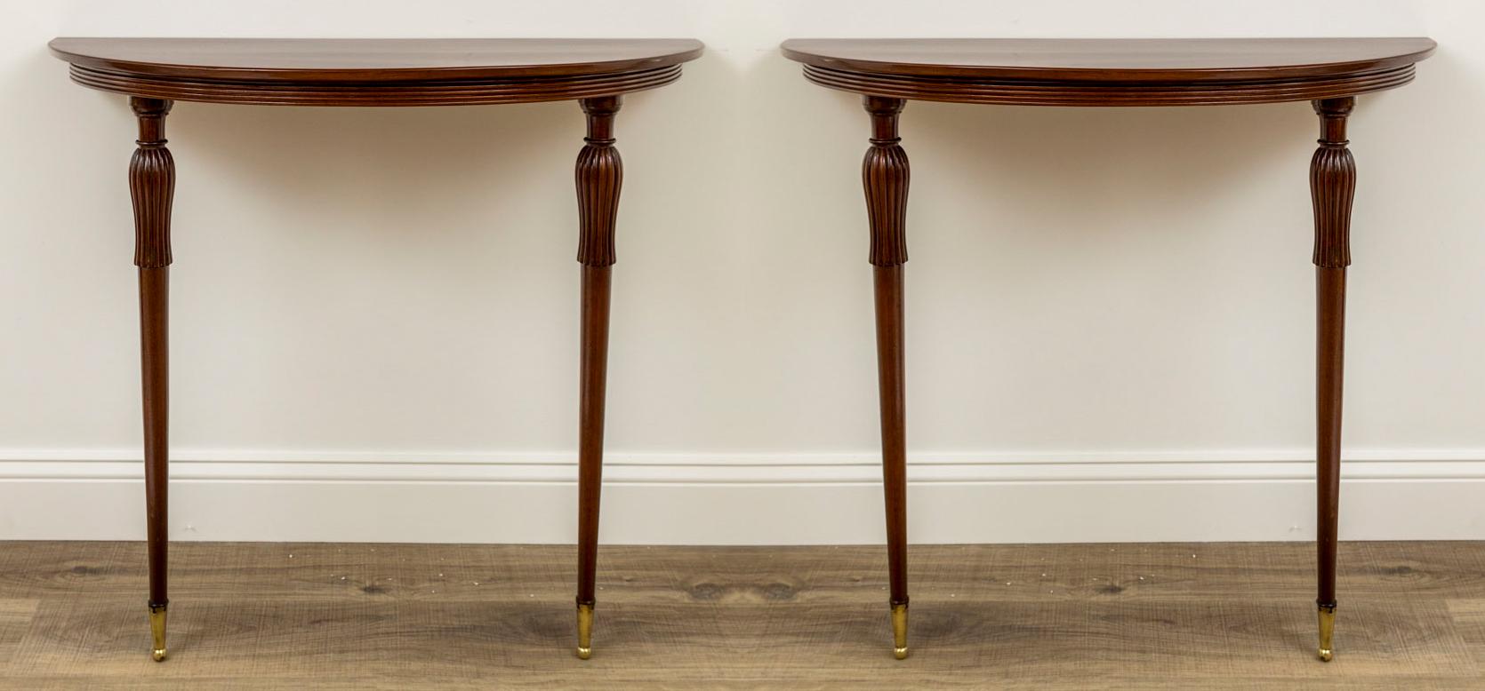 Pair of XX Century Italian Demilune Console Tables For Sale 3