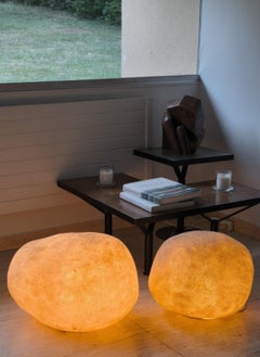 Paire de lampes XXL « Dora Moon rock », par André Cazenave, France, années 1970