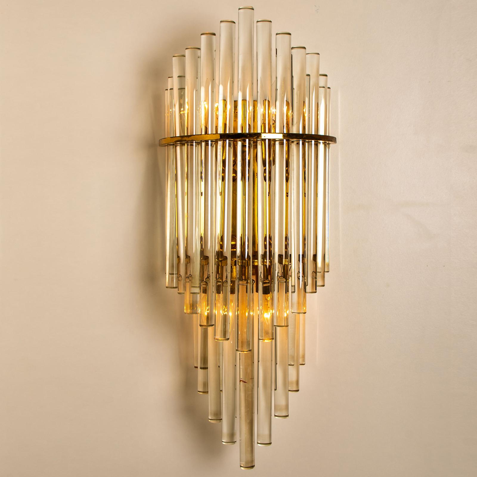 Pair of XXL Modern Glass Rod Waterfall Wall Sconces of Sciolari for Lightolier In Good Condition In Rijssen, NL