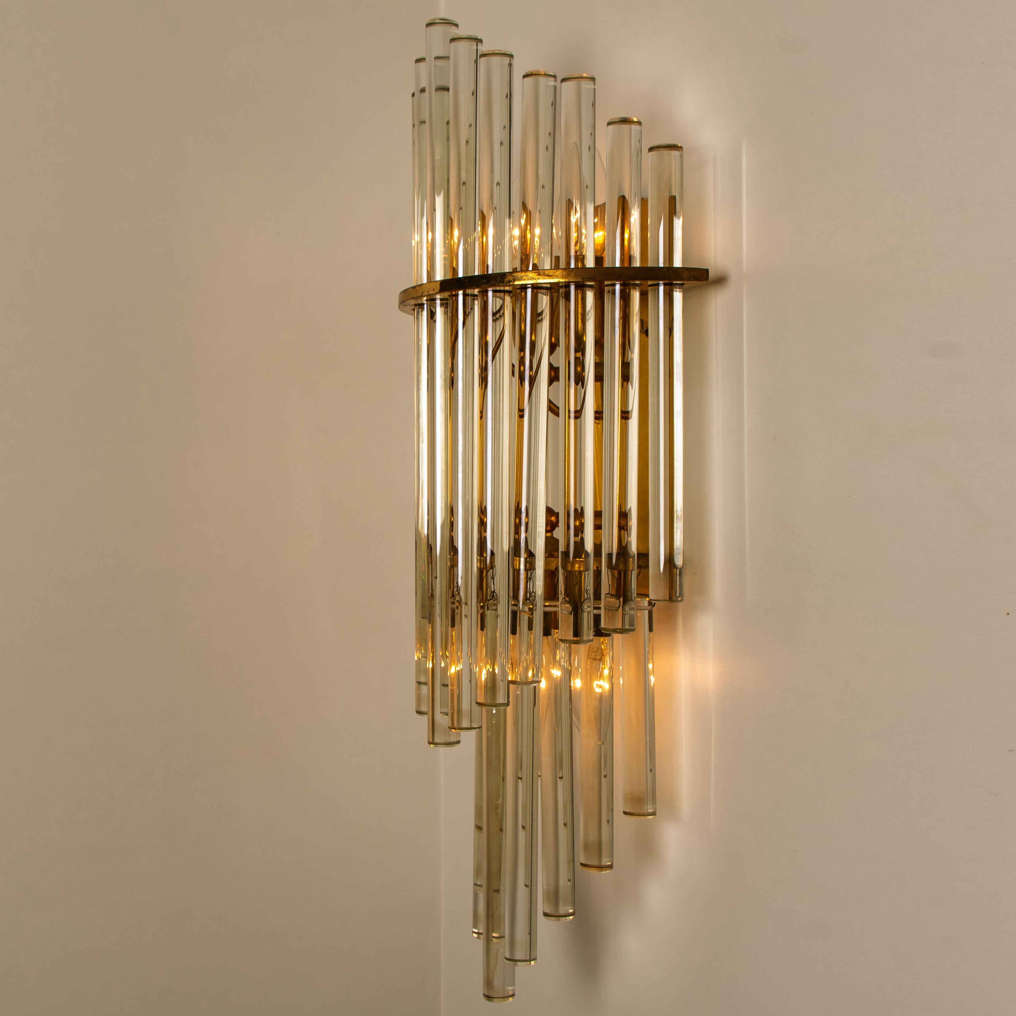 20th Century Pair of XXL Modern Glass Rod Waterfall Wall Sconces of Sciolari for Lightolier