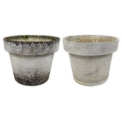 Vintage Pair of Extra Large Planters in the Shape of Flower Pots, Willy Guhl for Eternit