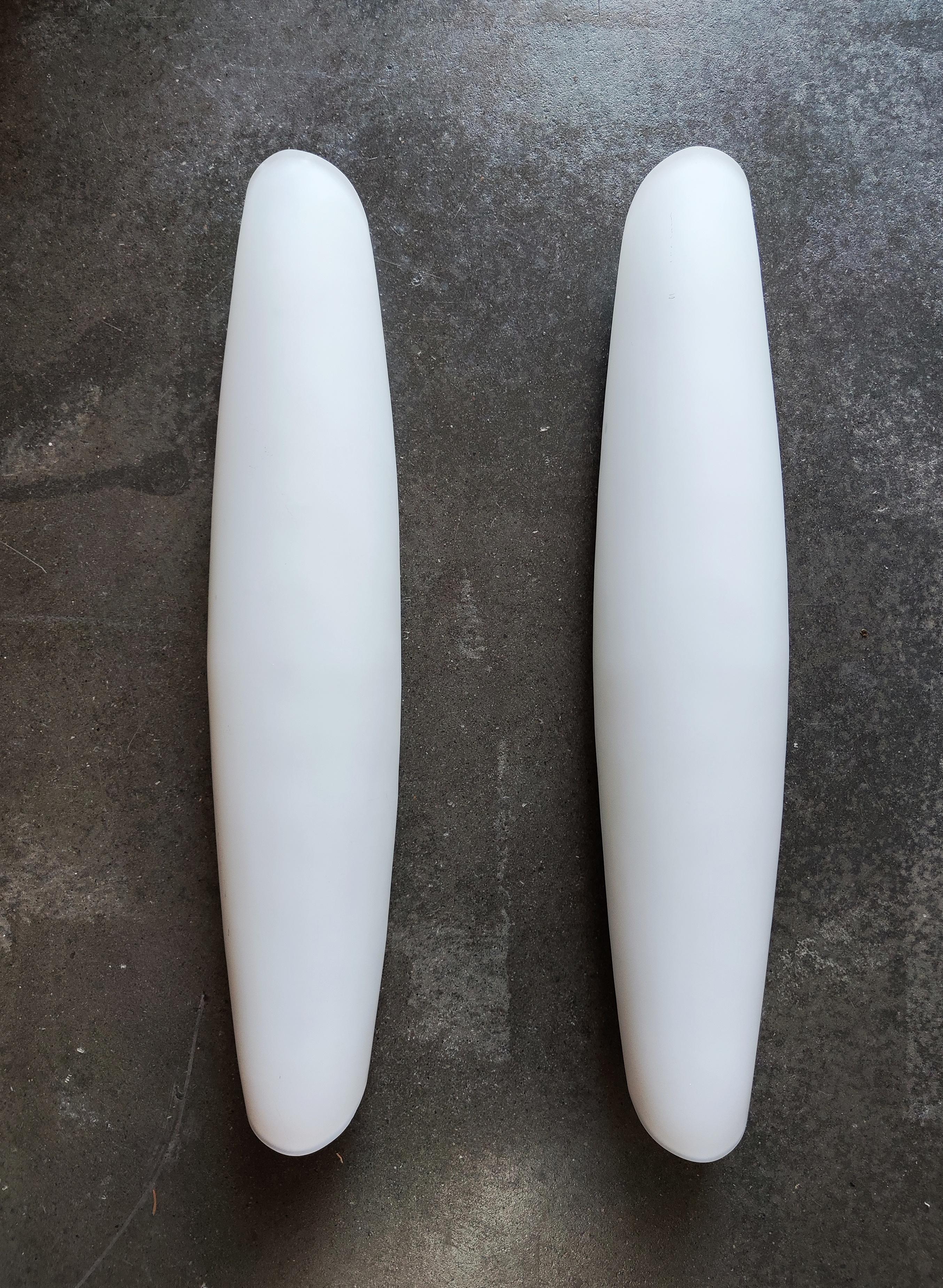 Pair of XXL Space Age Sconces done in Opaline Glass, West Germany 1970s For Sale 1
