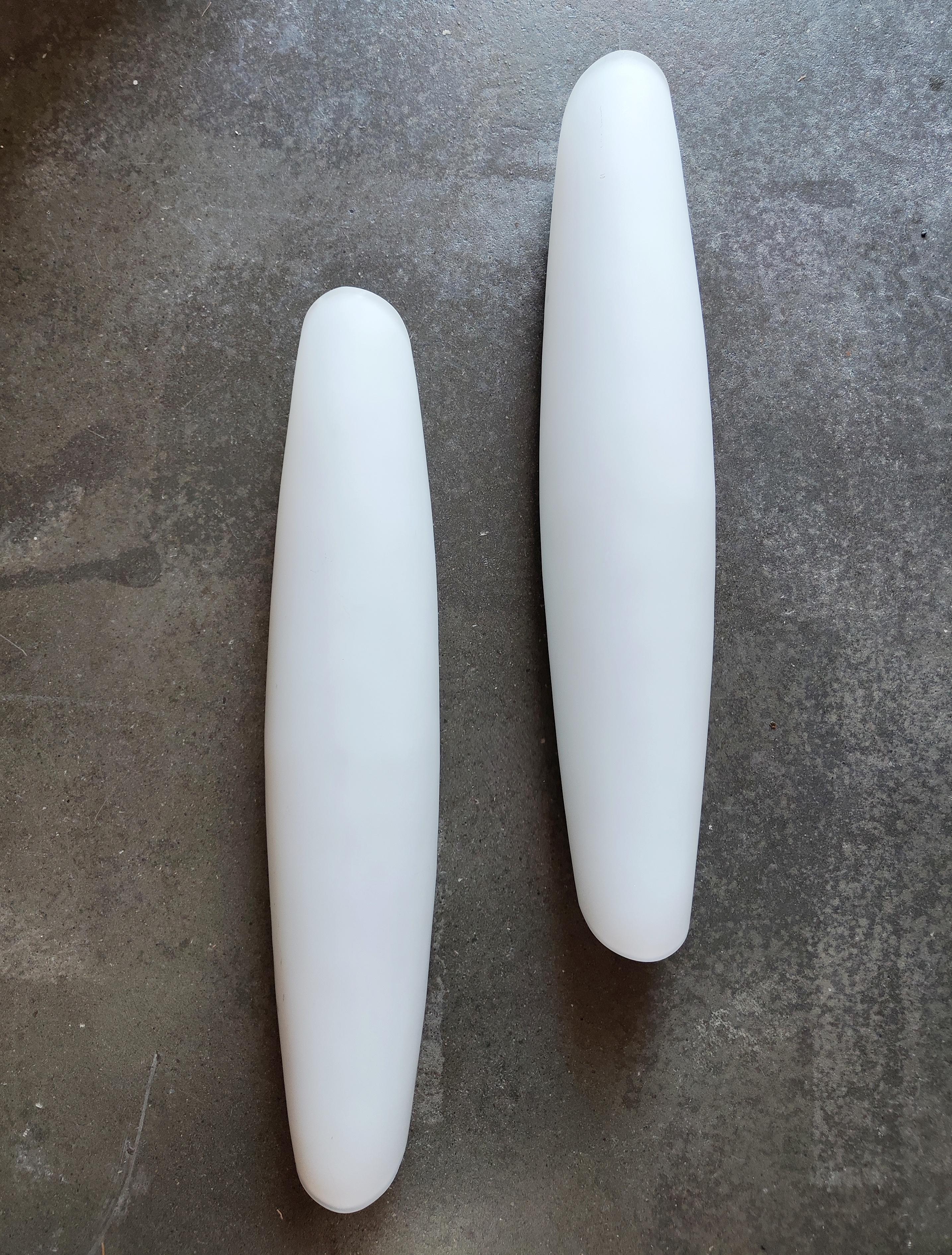 Pair of XXL Space Age Sconces done in Opaline Glass, West Germany 1970s For Sale 2