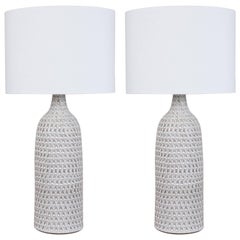 Pair of XXL White Carved Bottle Lamps by Victoria Morris for Lawson-Fenning