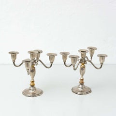 Set of Two Mid-Century Modern Metal Candleholders, France, Circa 1950