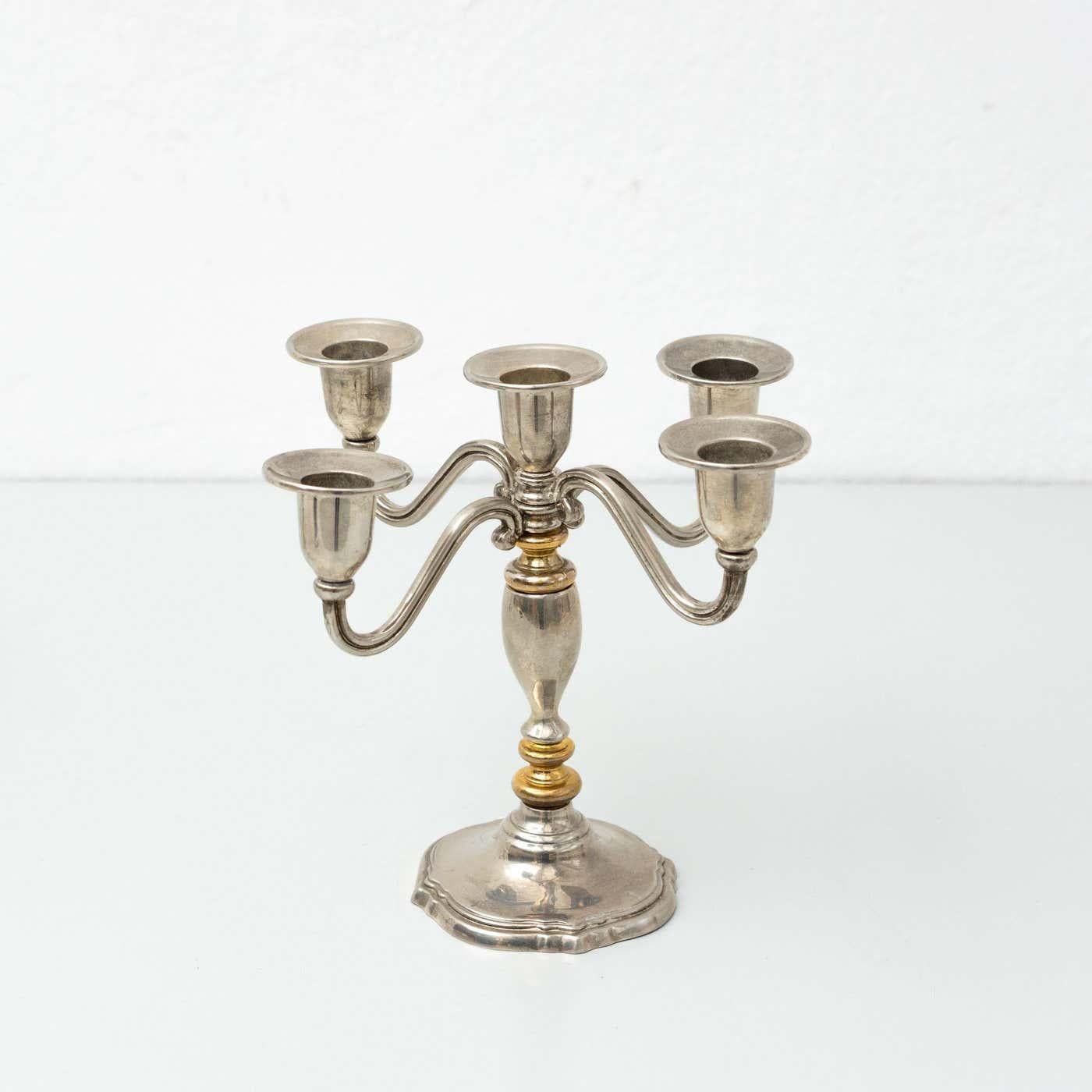 Metal Pair of XXth Century Candleholders, circa 1950 For Sale