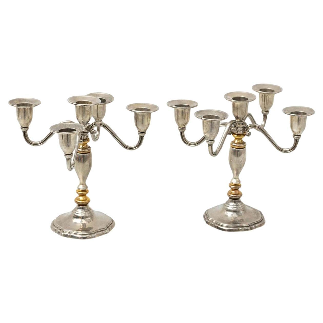 Pair of XXth Century Candleholders, circa 1950 For Sale