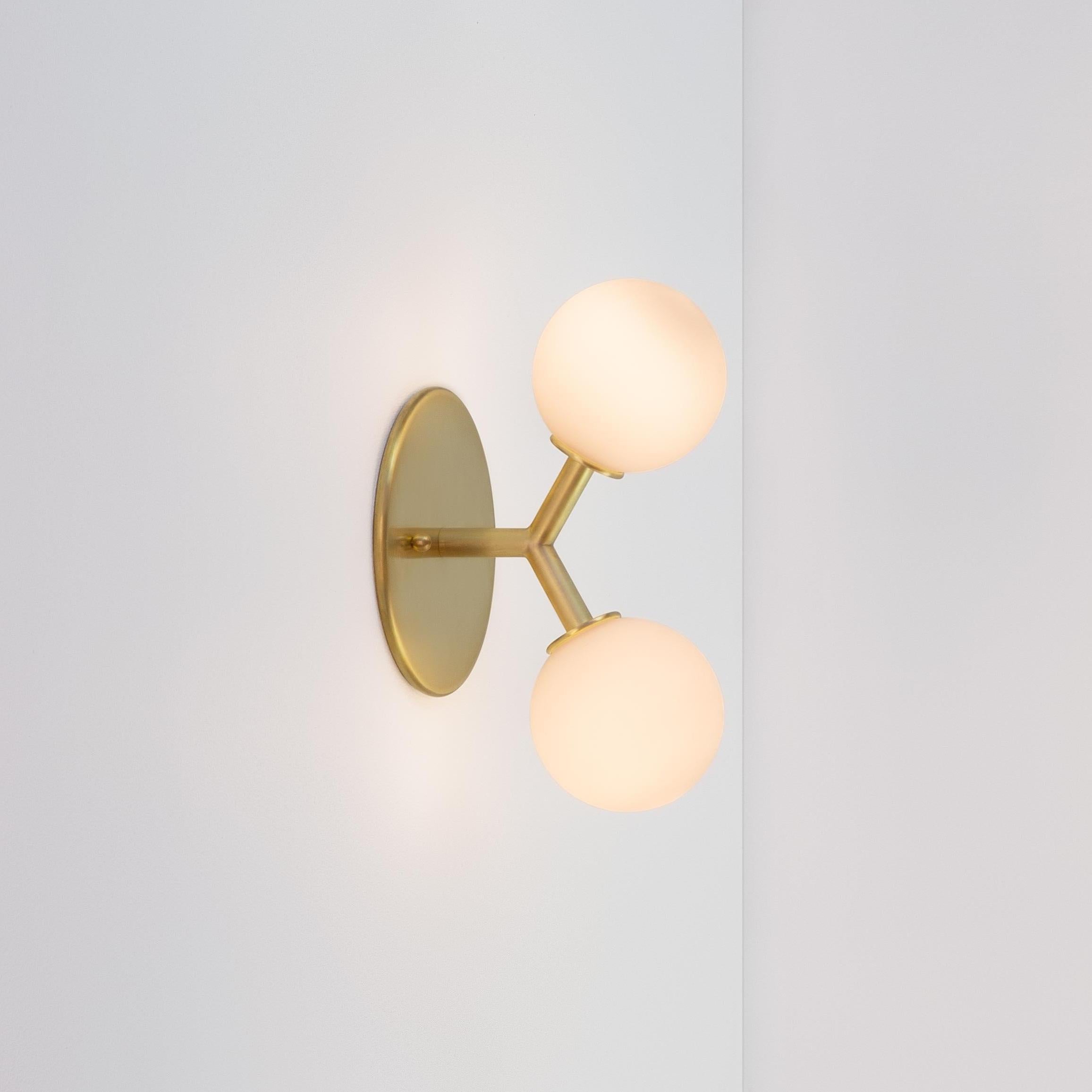 Modern Pair of Y Flush Mount by Research.Lighting, Brass, 3in Glass, Made to Order For Sale