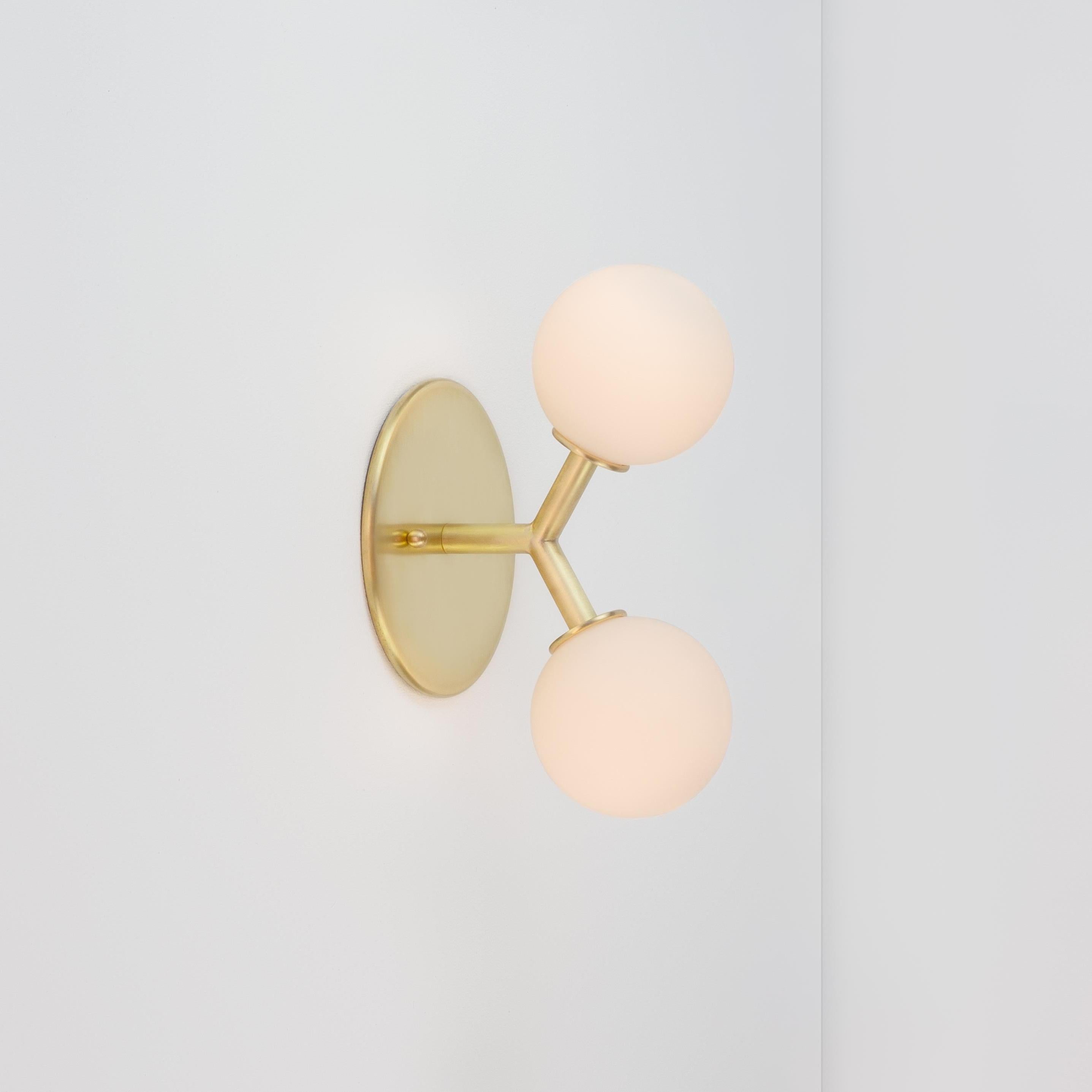 American Pair of Y Flush Mount by Research.Lighting, Brass, 3in Glass, Made to Order For Sale