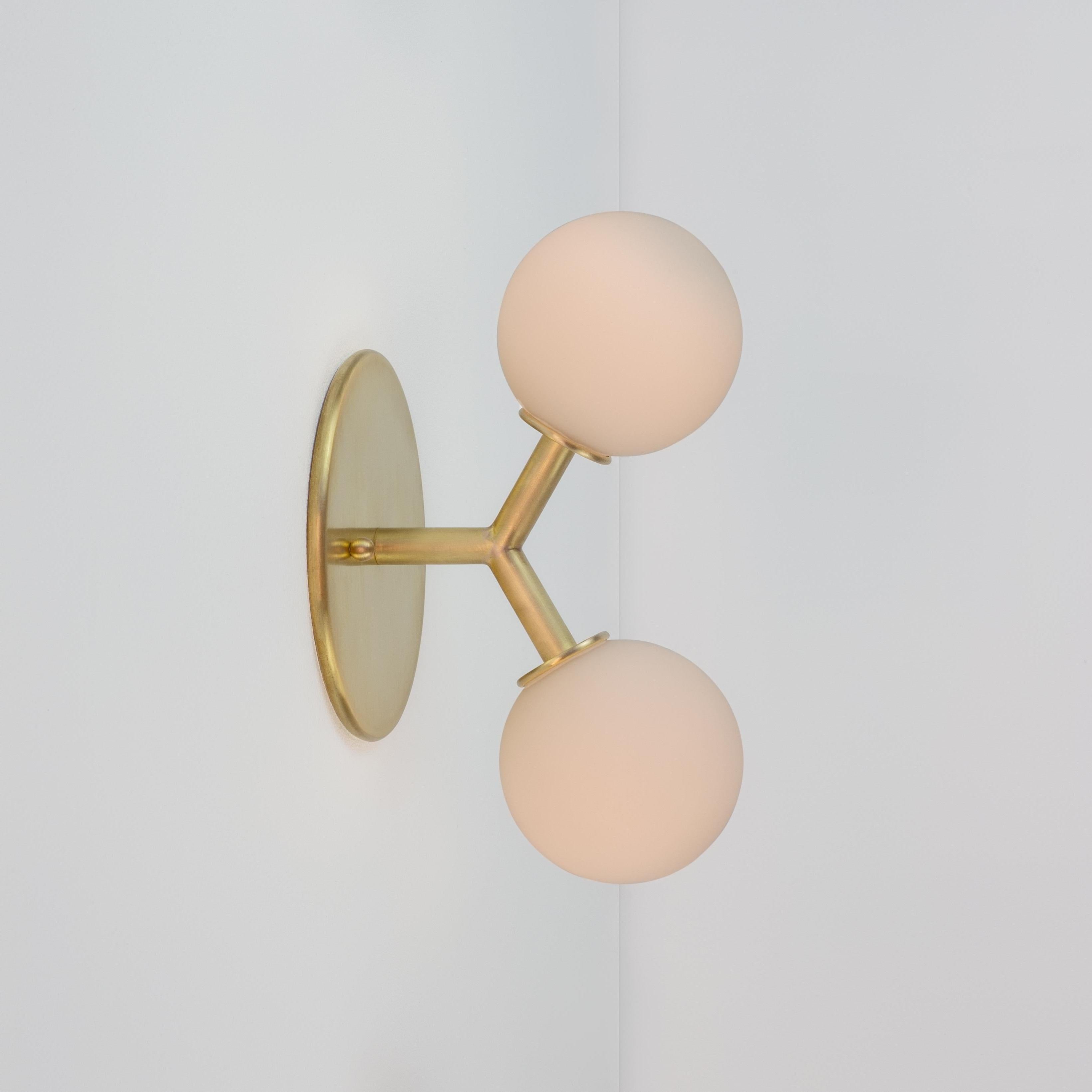 Contemporary Pair of Y Flush Mount by Research.Lighting, Brass, 3in Glass, Made to Order For Sale