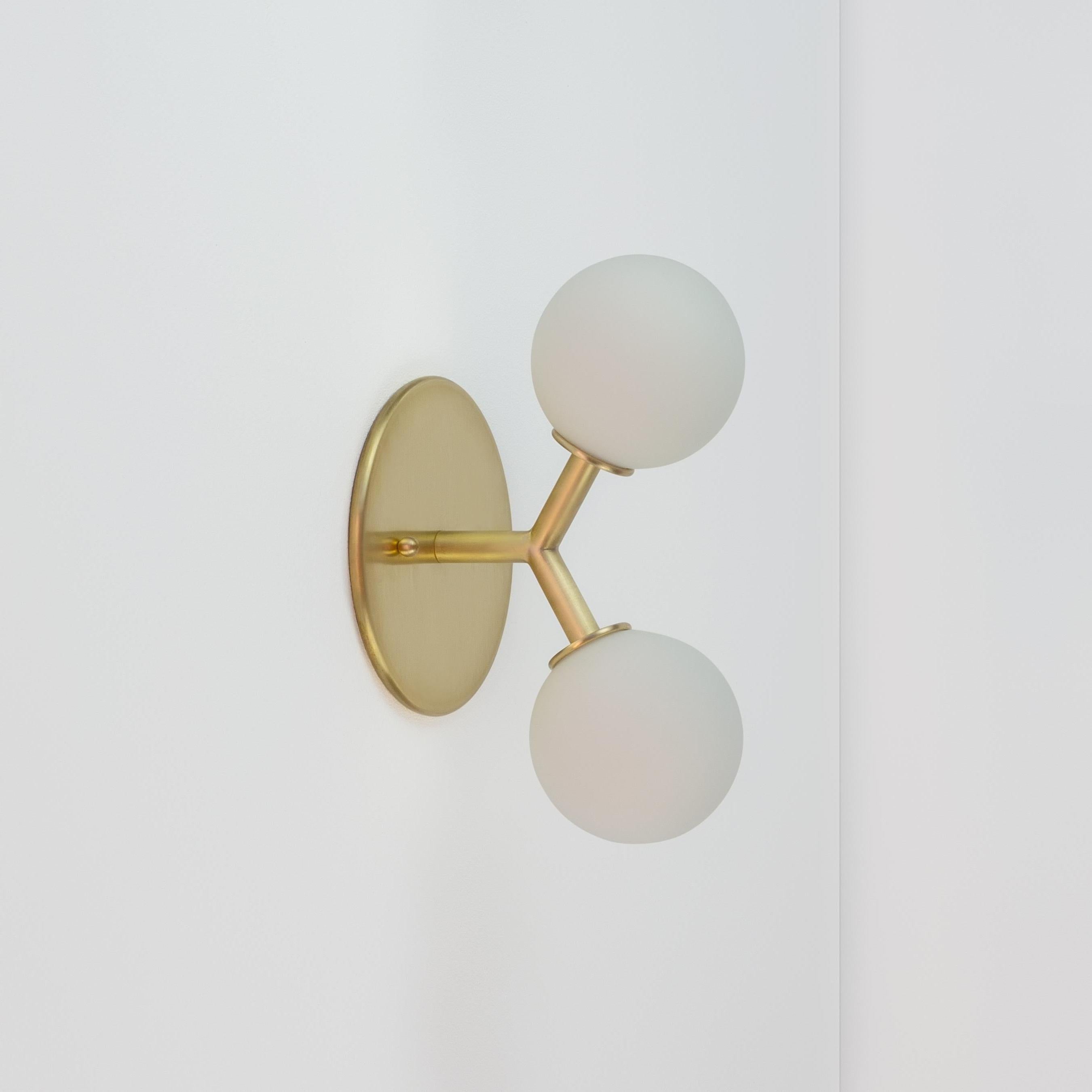 Brushed Pair of Y Flush Mount by Research Lighting, Brass, Made to Order For Sale