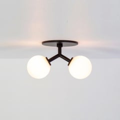 Pair of Y Flush Mounts by Research.Lighting, Black, 3in Glass, Made to Order