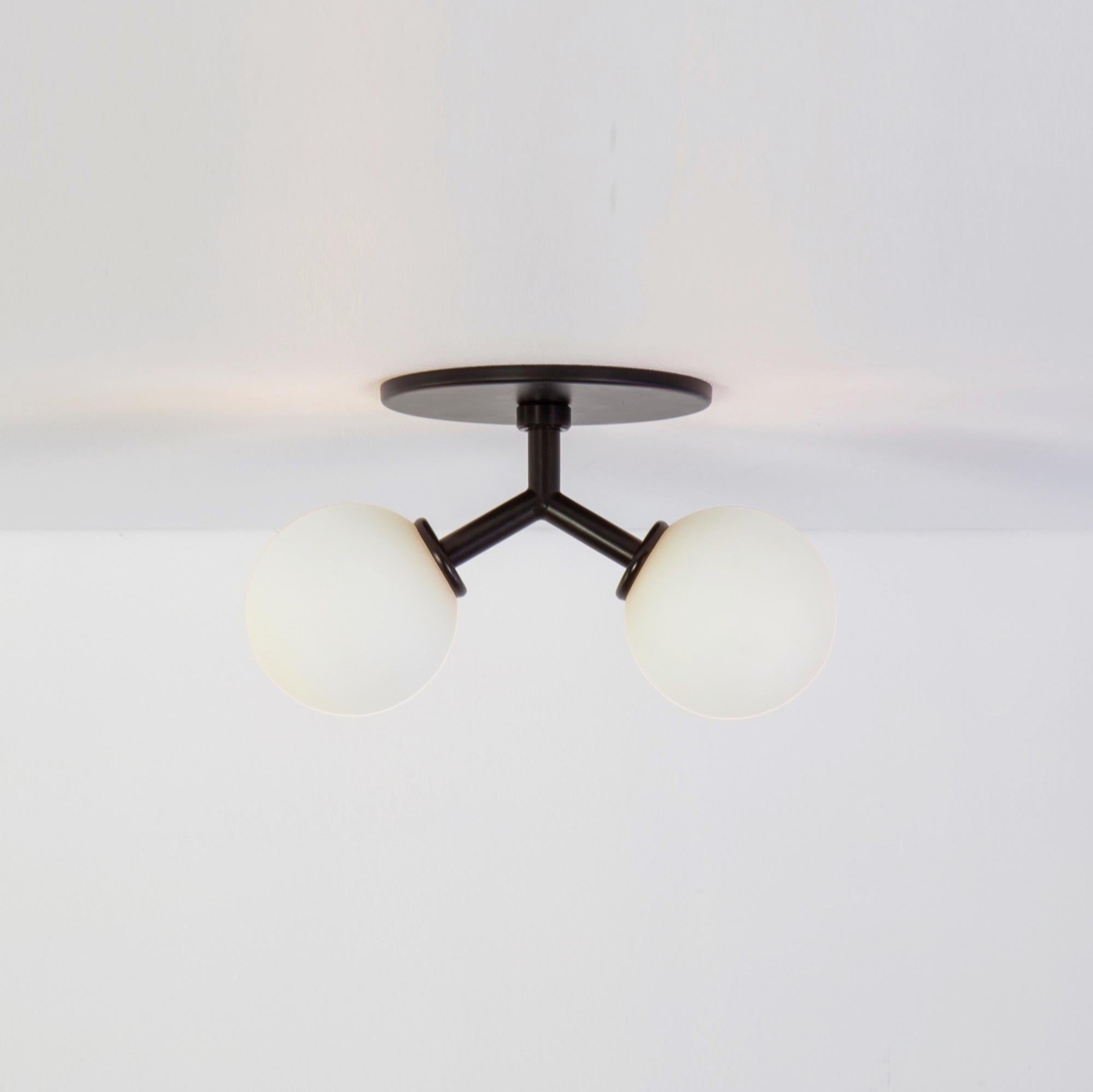 Modern Pair of Y Flush Mounts by Research.Lighting, Black, Made to Order For Sale
