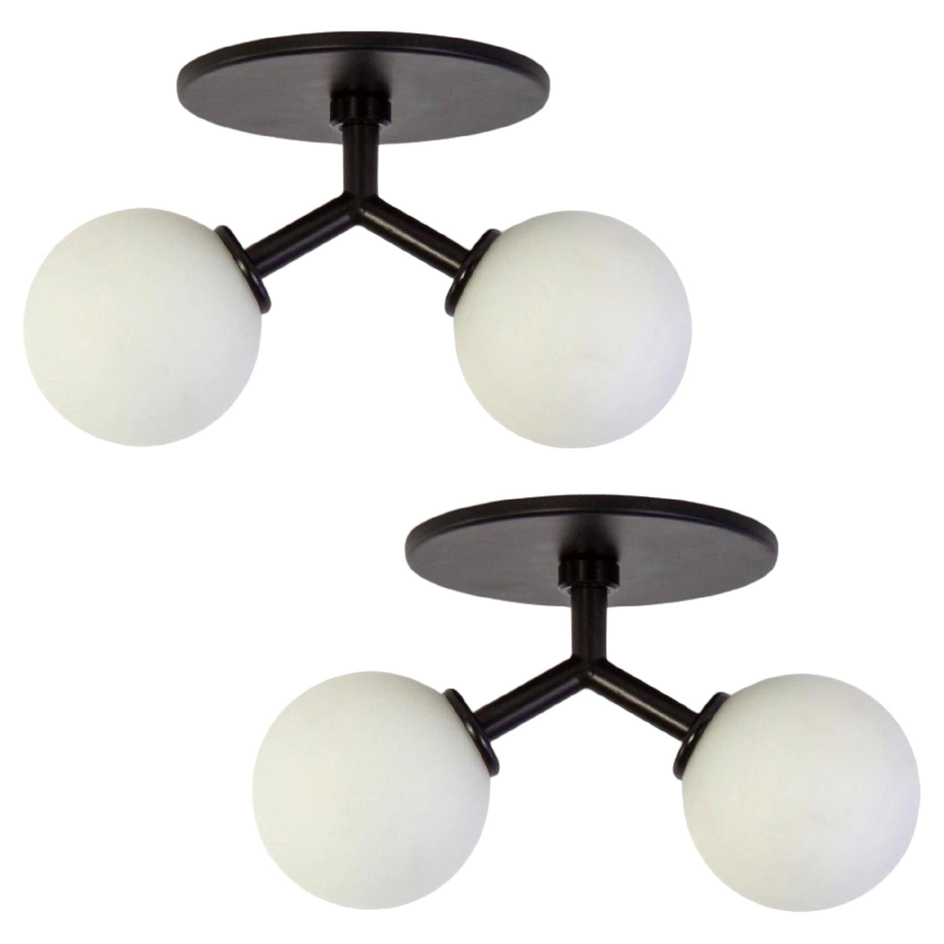 Paire de montures en Y par Research.Lighting, noires, fabriquées sur commande