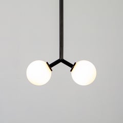 Pair of Y Mini Pendant Lights, Research.Lighting, Black, 3in Glass, MTO