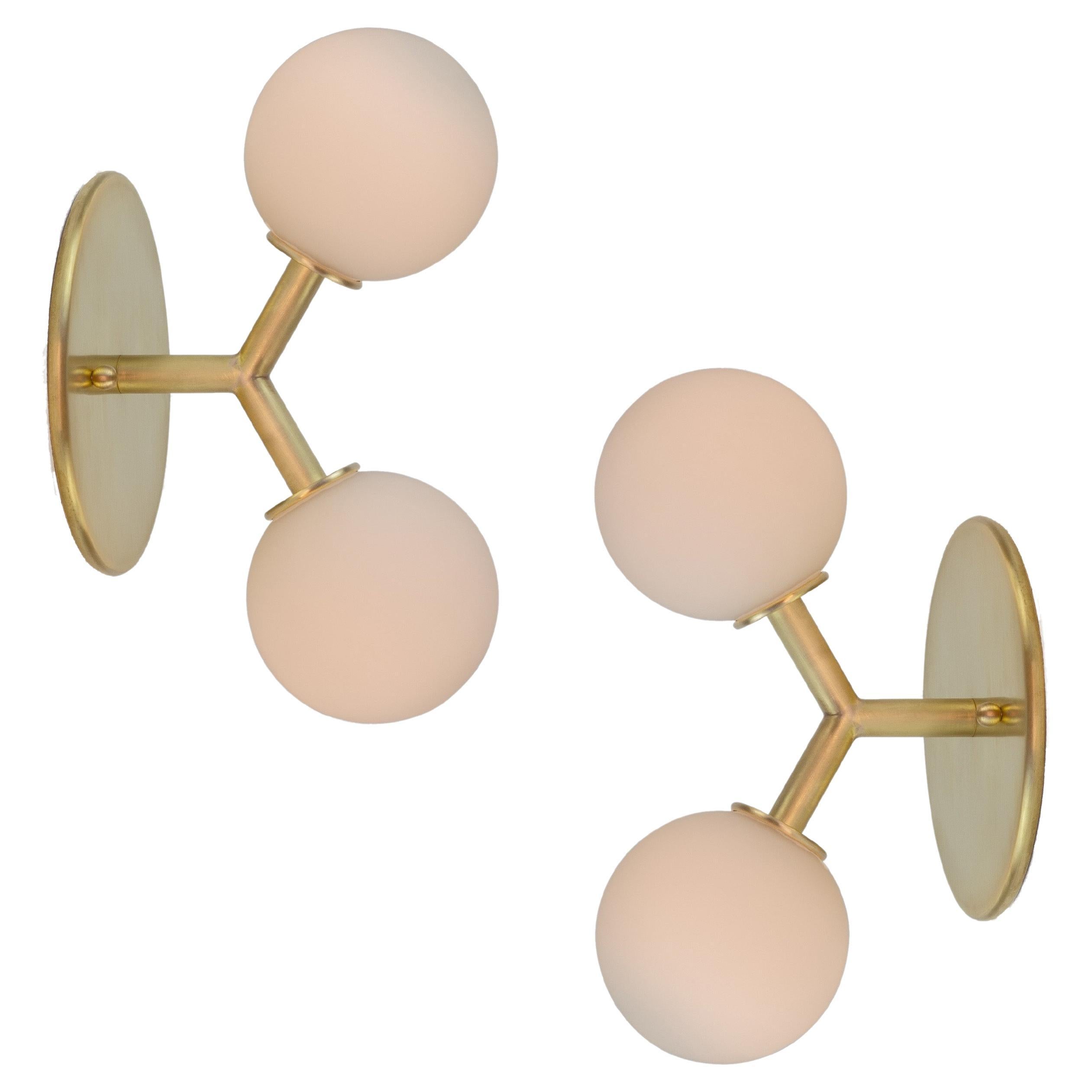 Pair of Y Sconce by Research Lighting, Brass, In Stock