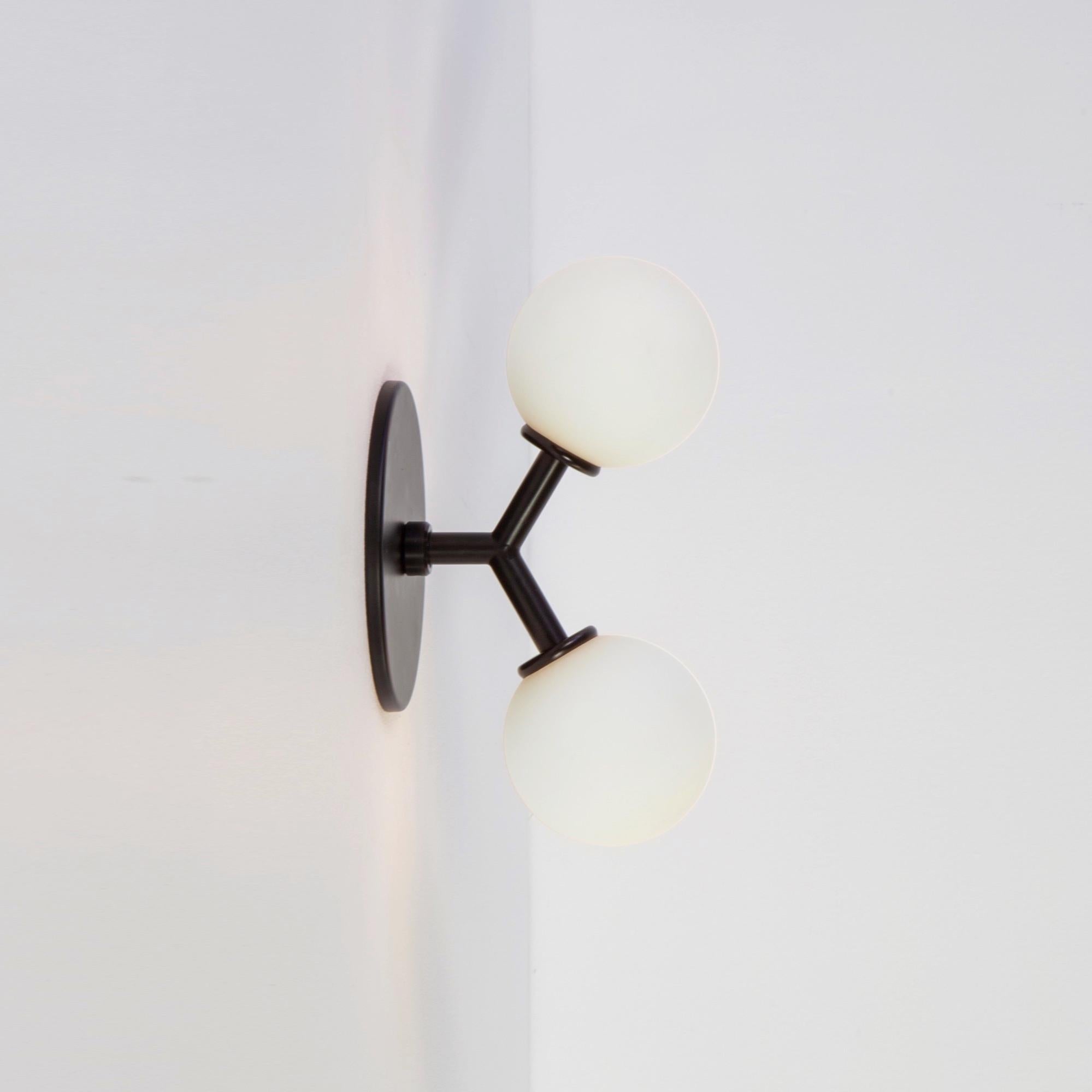 Modern Pair of Y Sconces by Research.Lighting, Black, In Stock For Sale