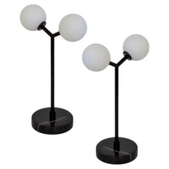 Pareja de Lámparas de Mesa Y, Research.Lighting, Pequeña, Cristal 3in, Negro, Mármol, LED