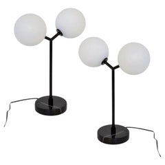 Par de Lámparas de Mesa Y, Research.Lighting, Pequeñas, Cristal de 5 pulgadas, Negro, Mármol, LED