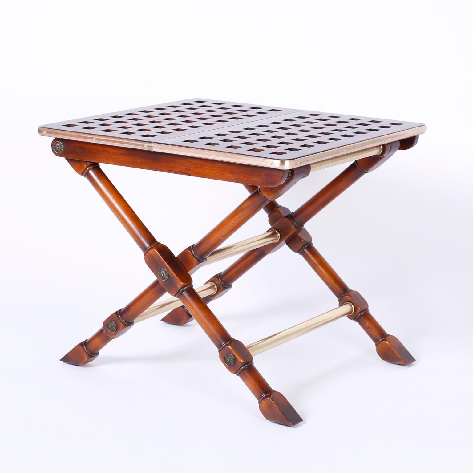 British Colonial Pair of Yacht Style Folding Tables