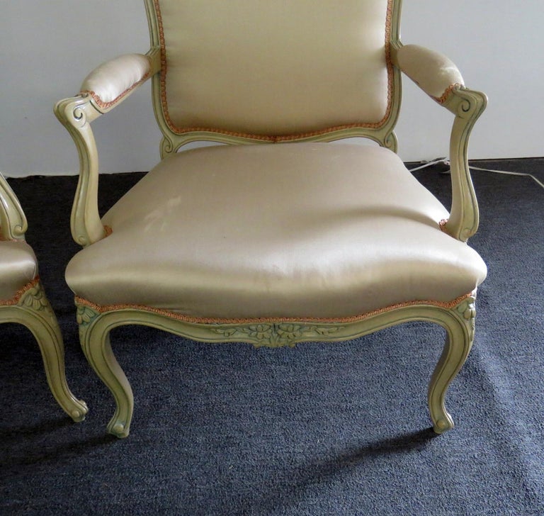Pair of Yale R Burge Louis XVI Style Fauteuils For Sale at 1stDibs