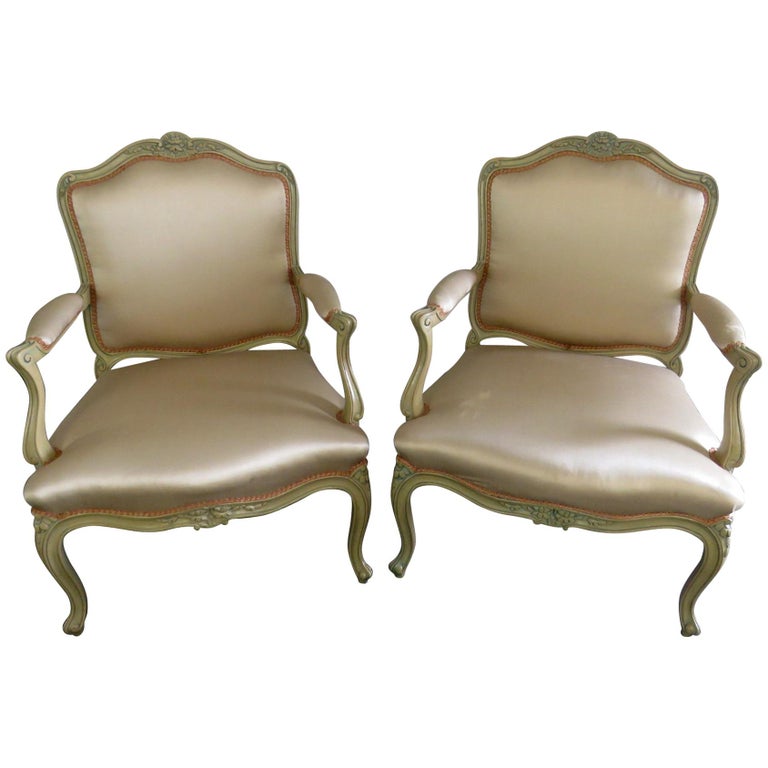Pair of Yale R Burge Louis XVI Style Fauteuils For Sale at 1stDibs