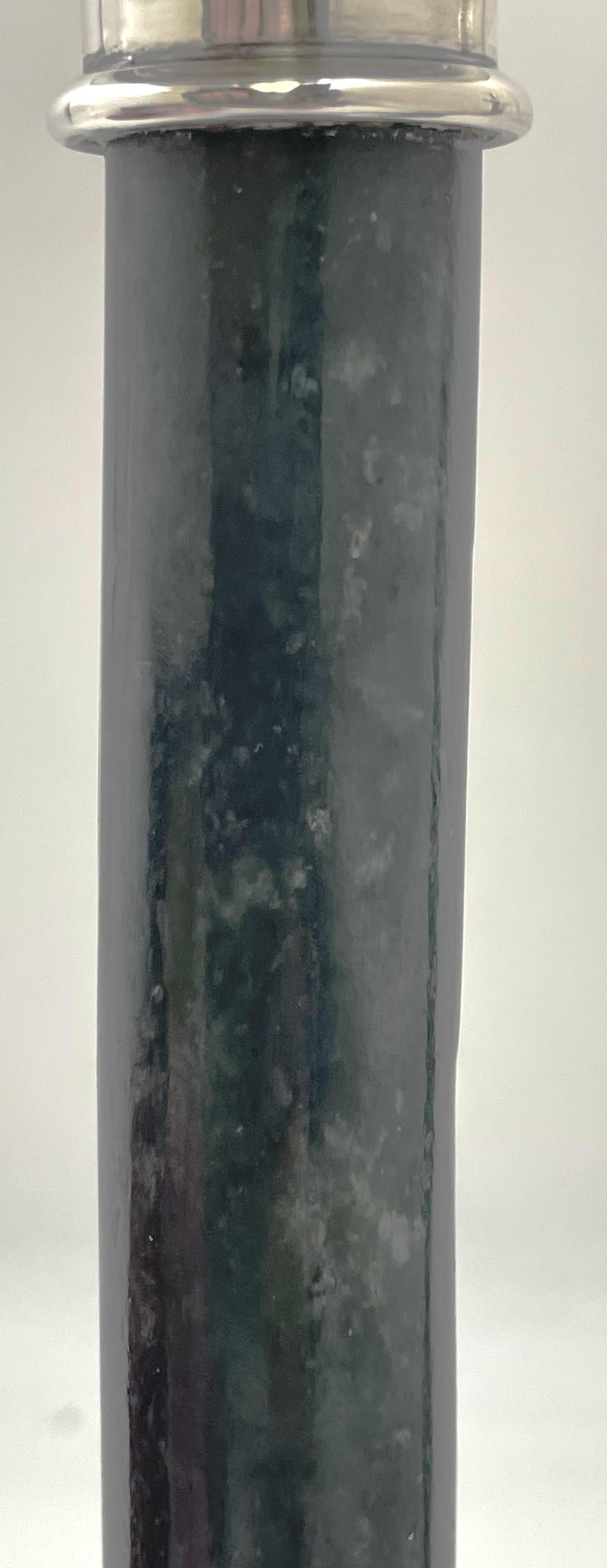 XX secolo Coppia di candelabri Yamanaka in giada spagnola e argento massiccio in vendita