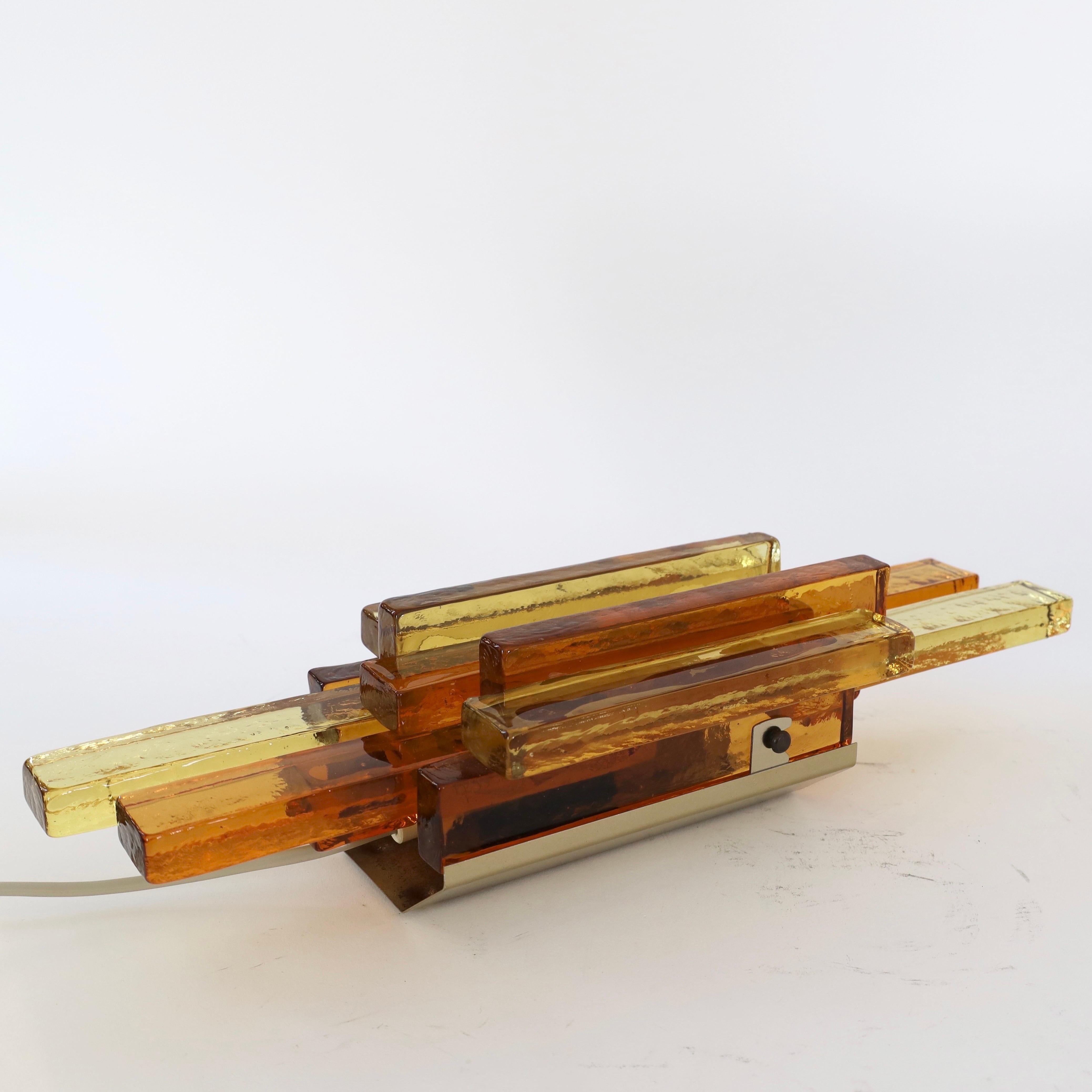 Pair of Yellow and Amber Glass Wall Lamps by Holm Sørensen, 1960s, Denmark For Sale 4