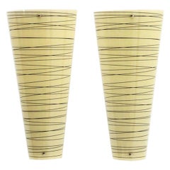 Vintage Pair of Yellow and Black Strips Glass Wall Lights, 1980s