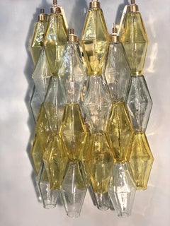 Pair of  Yellow and Clear Poliedri Sconces Carlo Scarpa Venini Variation, 1980'