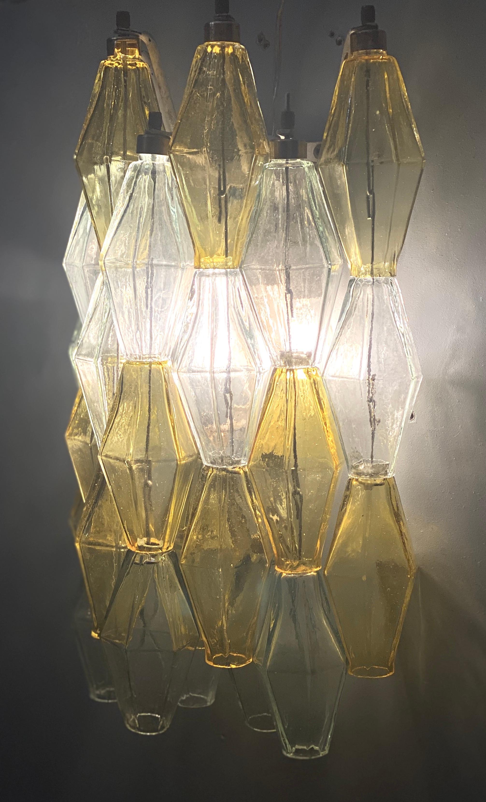 Italian Pair of  Yellow and Clear Poliedri Sconces Carlo Scarpa Venini Variation, 1980' For Sale