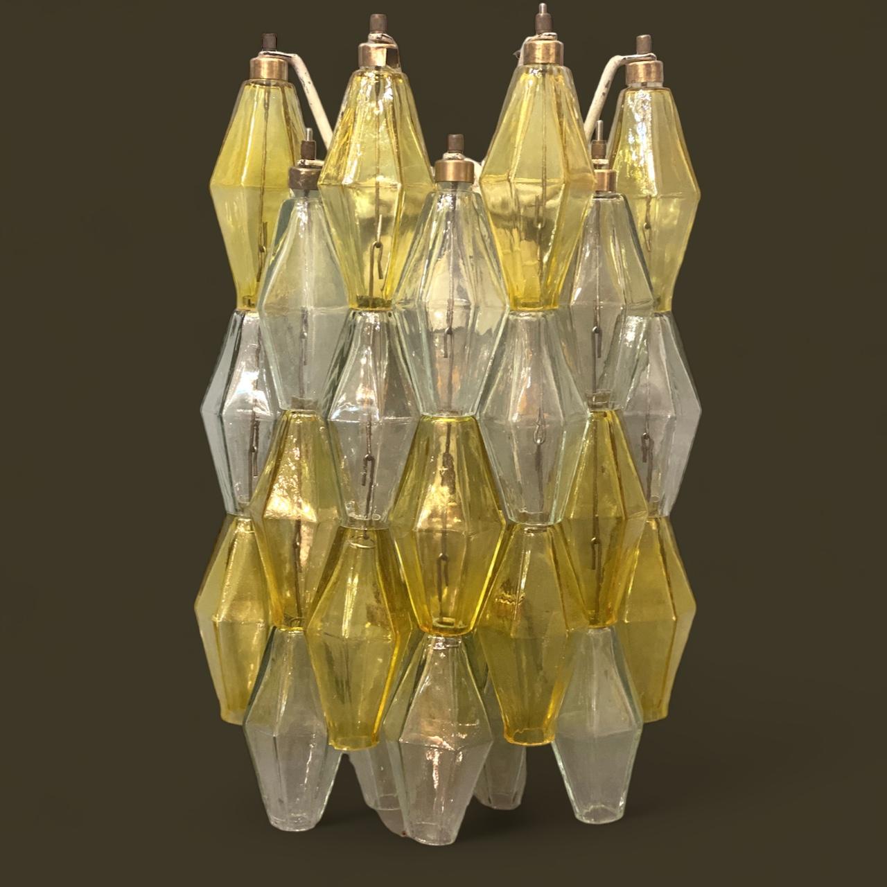 20th Century Pair of  Yellow and Clear Poliedri Sconces Carlo Scarpa Venini Variation, 1980' For Sale