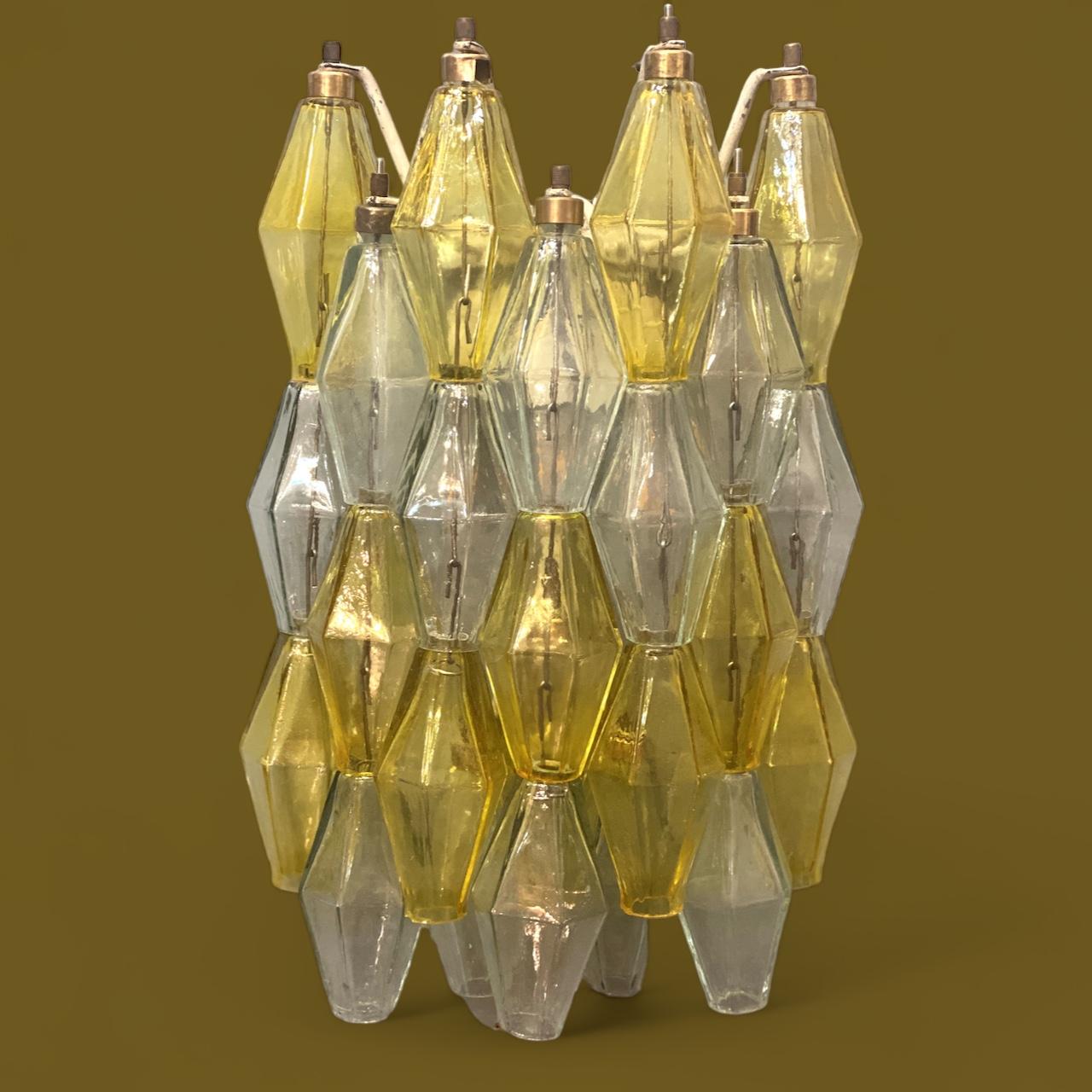 Pair of  Yellow and Clear Poliedri Sconces Carlo Scarpa Venini Variation, 1980' For Sale 2