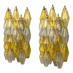 Coppia di  Applique in poliedri gialli e trasparenti Carlo Scarpa Venini Variation, 1980'