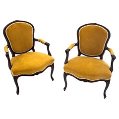 Pair of Yellow Antique Armchairs, Northern Europe, Around 1900