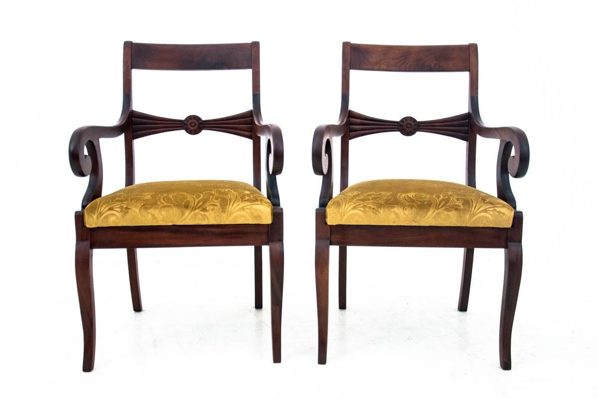 Other Pair of Yellow Antique Armchairs, Northern Europe, circa 1900, after Renovation