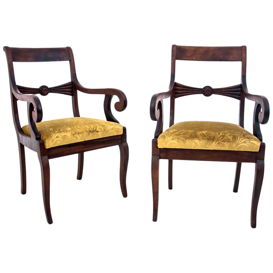 Pair of Yellow Antique Armchairs, Northern Europe, circa 1900, after Renovation
