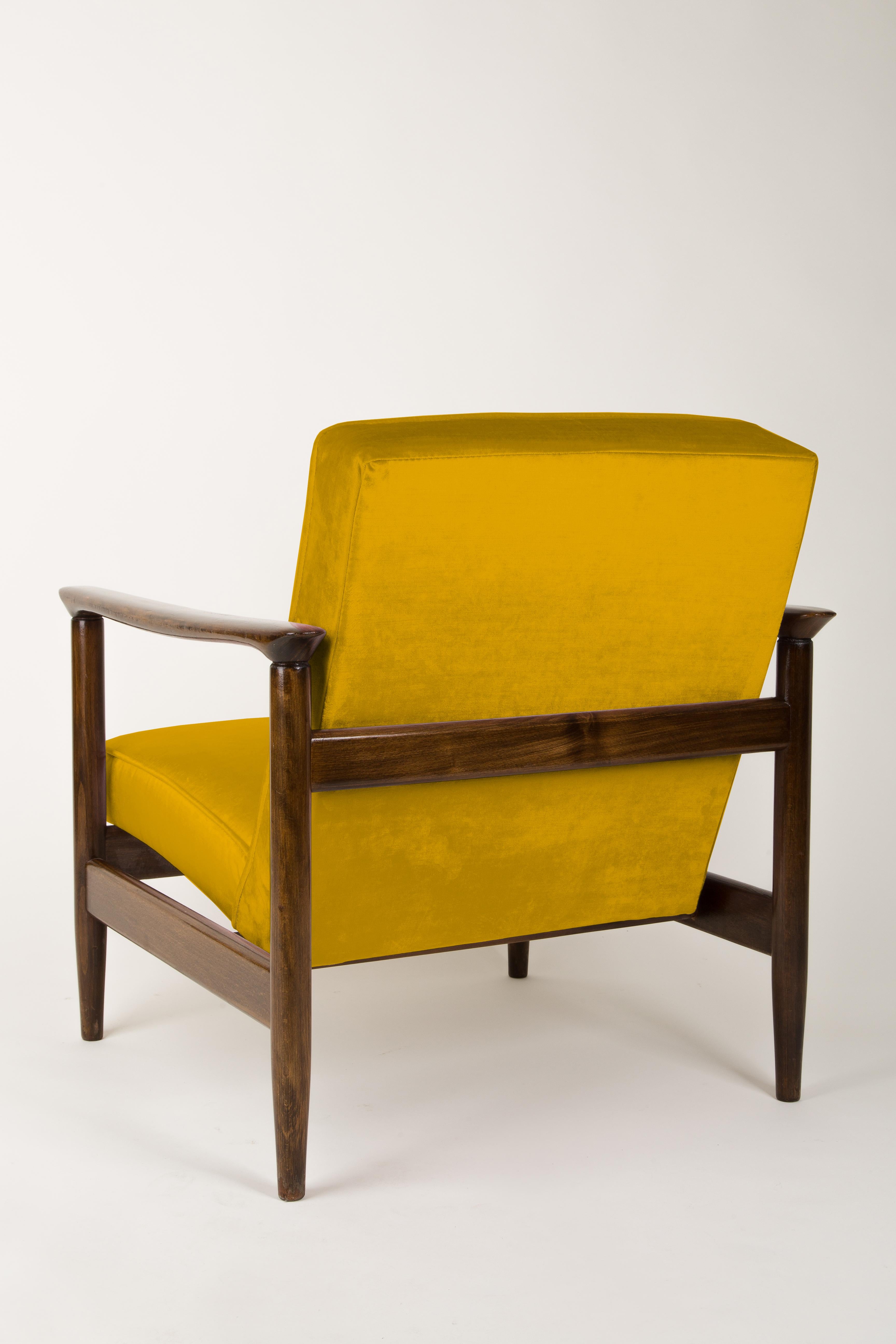 Textile Pair of Yellow Armchairs, Edmund Homa, GFM-142, 1960s, Poland For Sale