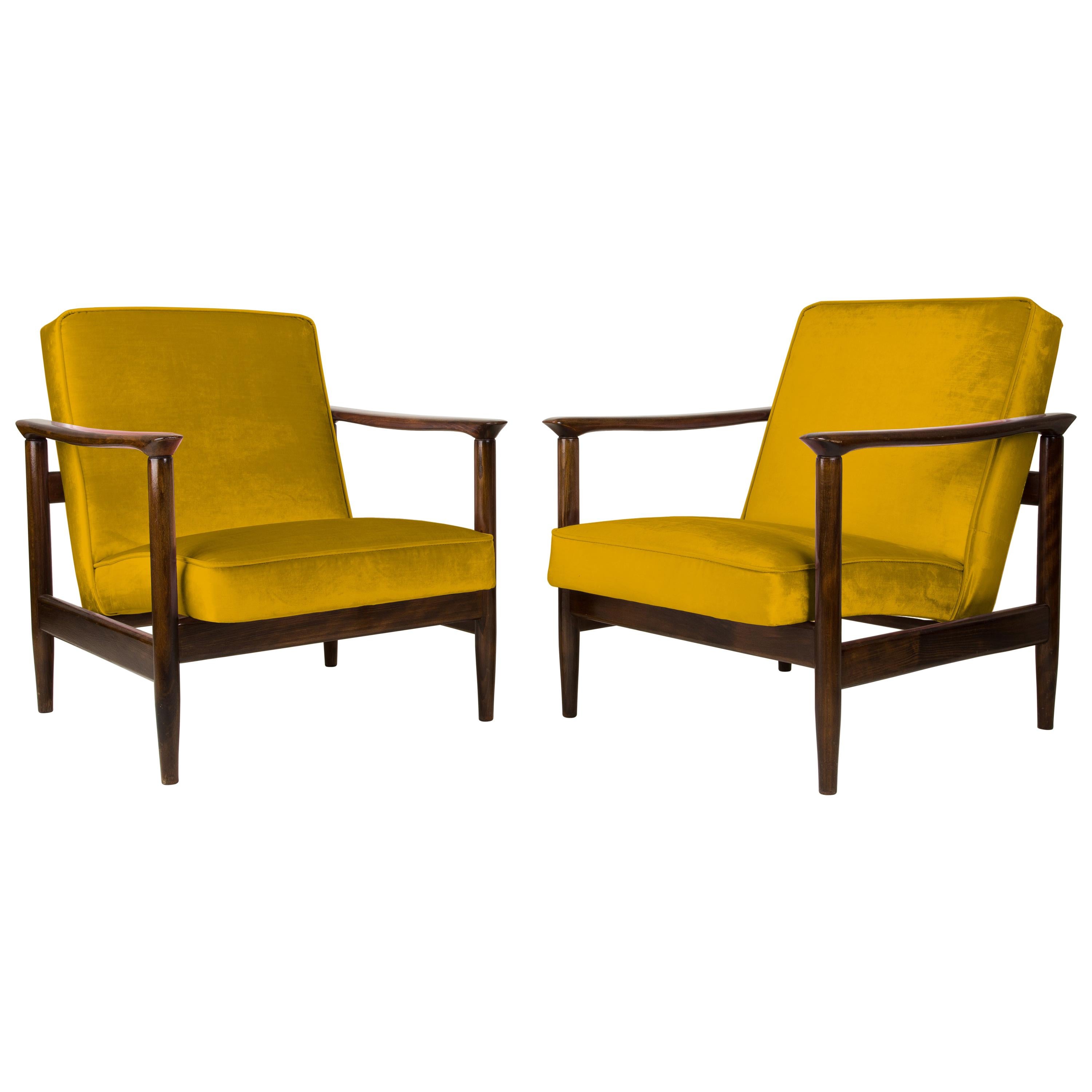 Pair of Yellow Armchairs, Edmund Homa, GFM-142, 1960s, Poland