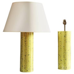 Pair of Yellow Art Pottery Lamps