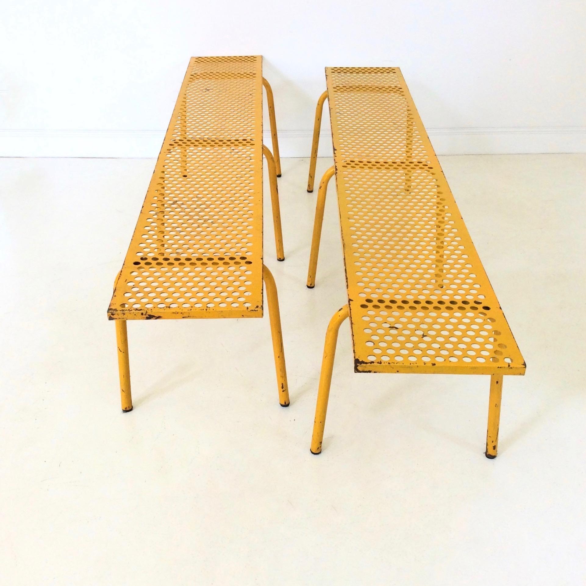 Pair of Yellow Benches, Attributed to René Malaval, circa 1950, France 2