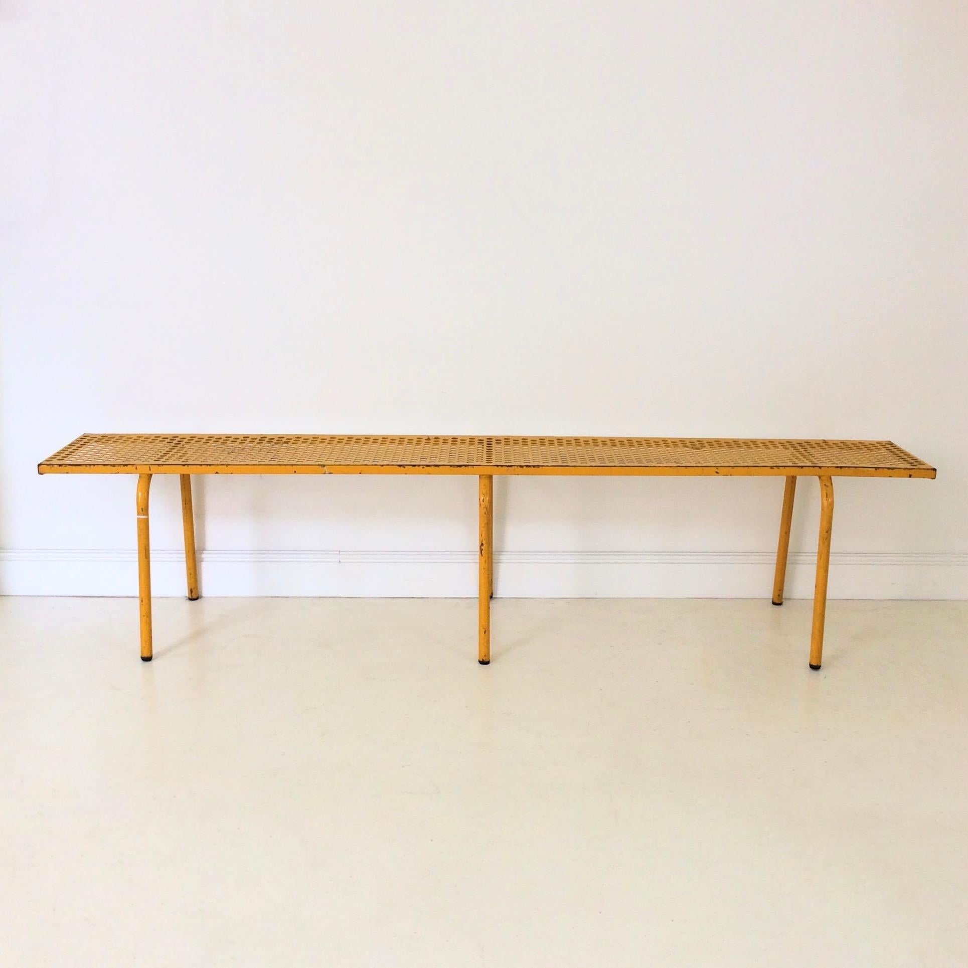 Mid-Century Modern Pair of Yellow Benches, Attributed to René Malaval, circa 1950, France