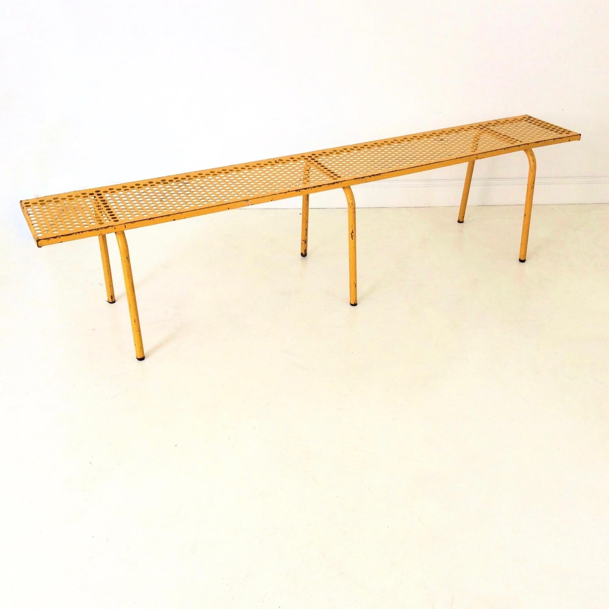 French Pair of Yellow Benches, Attributed to René Malaval, circa 1950, France