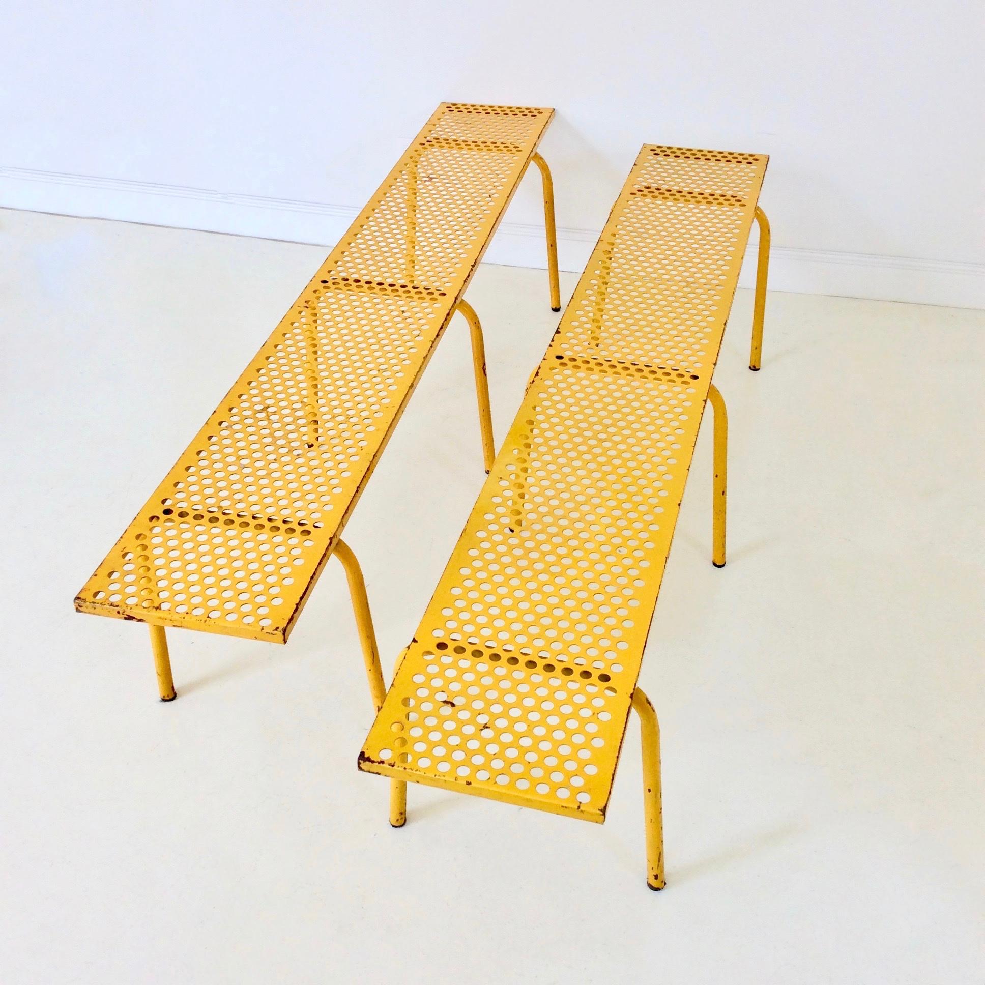 Pair of Yellow Benches, Attributed to René Malaval, circa 1950, France 1